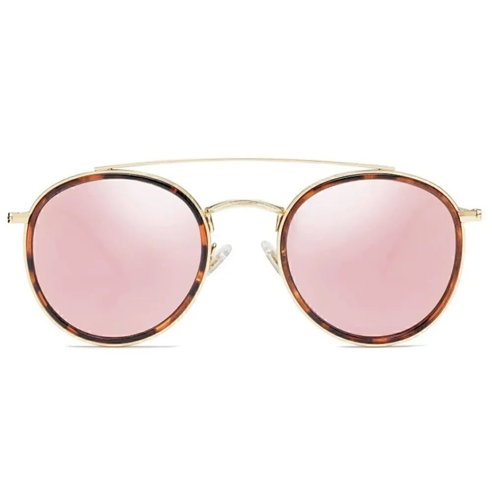 Round Retro Double Bridge Sunglasses